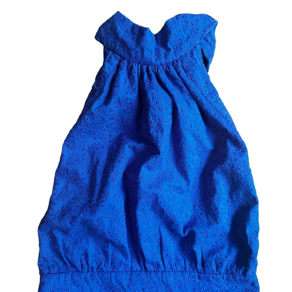 Betsey Johnson Blue Eyelet Halter Backless Mini Cocktail Garden Wrap Dress Sz 10 - Picture 5 of 13